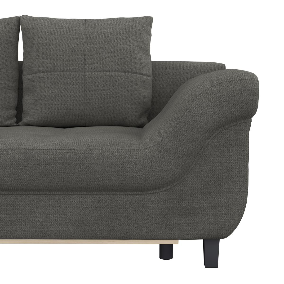 Ecksofa mit Schlaffunktion Mendoza New Chenille 197x309cm - Anthrazit/Schwarz, KONVENTIONELL, Textil (197/309cm) - Ondega