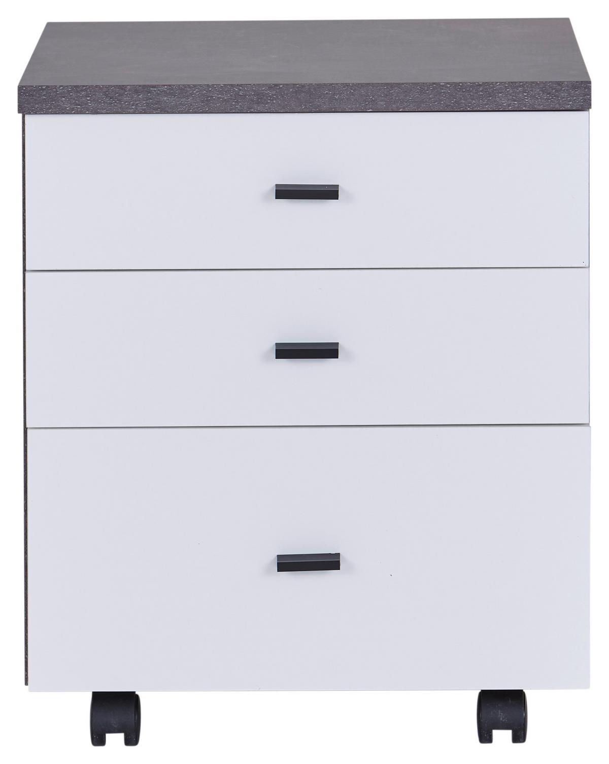 Rollcontainer Betonoptik /weiß 4 You New 2 Yuk 13 - Dunkelgrau/Weiß, MODERN, Holzwerkstoff (43/53/40cm)