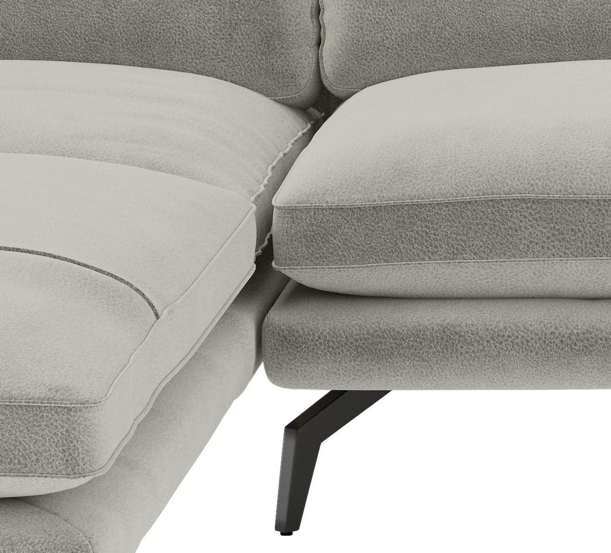 Sitzgarnitur Bali - Hellgrau/Schwarz, Design, Textil (202/250cm) - Livetastic