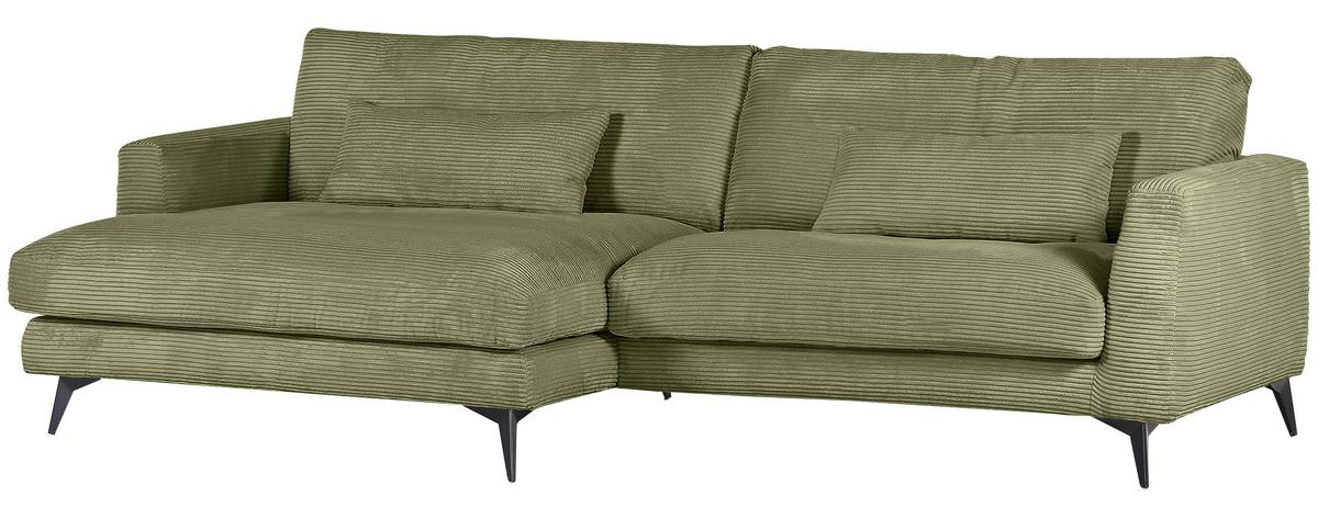 Ecksofa Macau, Olivgrün S: 140x270 cm - Schwarz/Olivgrün, LIFESTYLE, Textil (140/270cm) - Livetastic