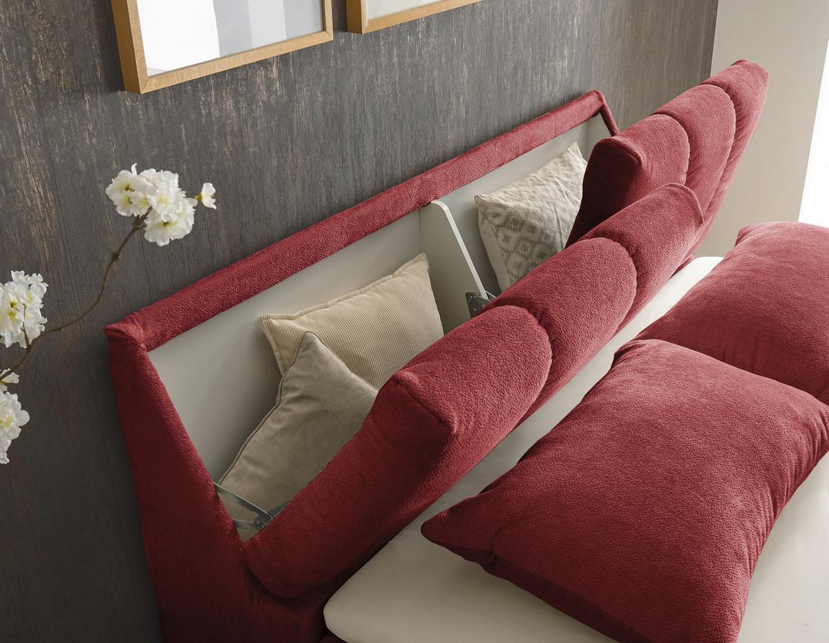 Boxbett Mit Topper & Bettkasten 160x200 Valencia - Rot/Schwarz, MODERN, Holzwerkstoff/Textil (160/200cm) - MID.YOU