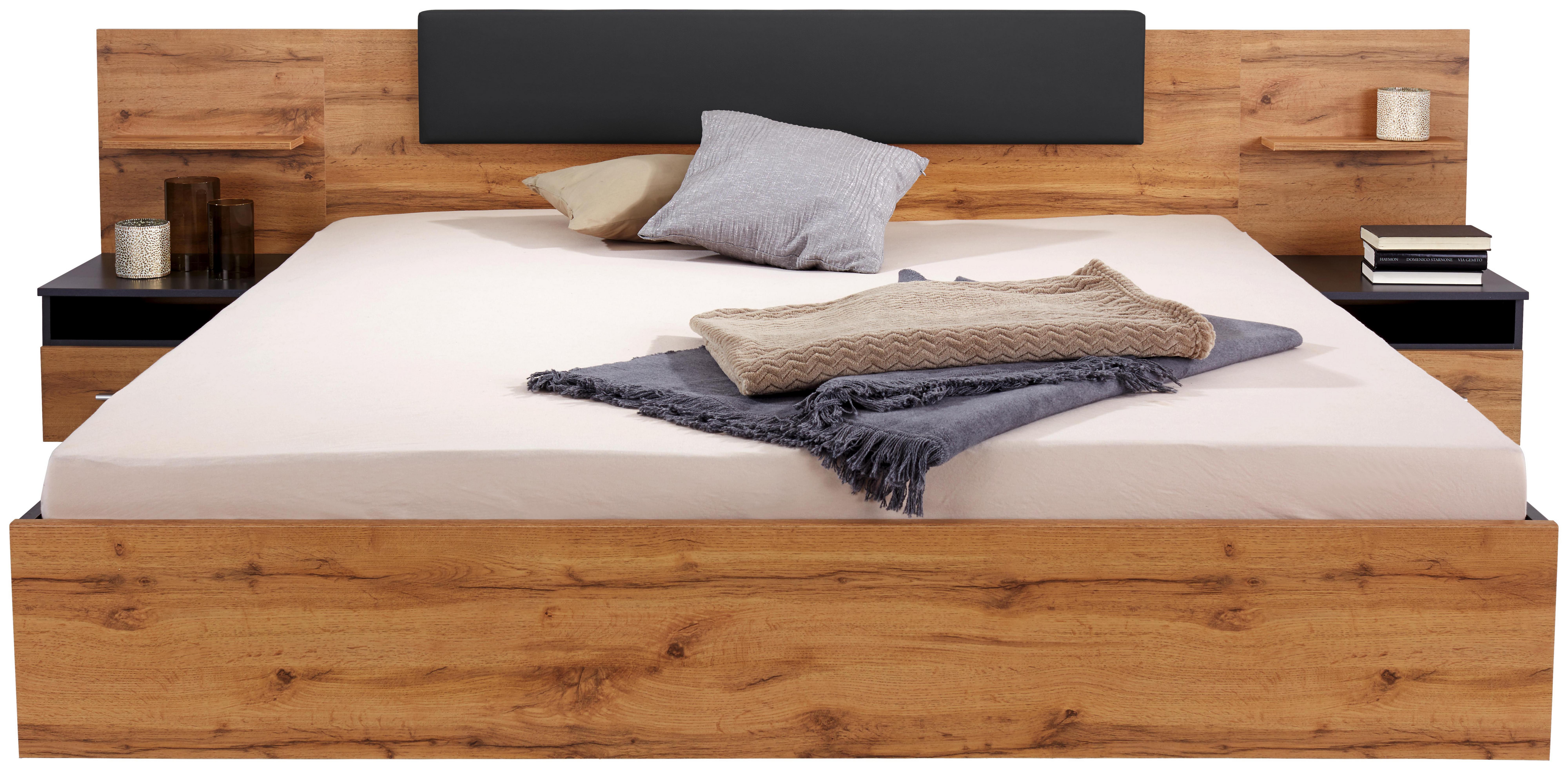 Bettanlage Landeck - Eichefarben/Graphitfarben, MODERN, Holzwerkstoff (279/93/207cm)