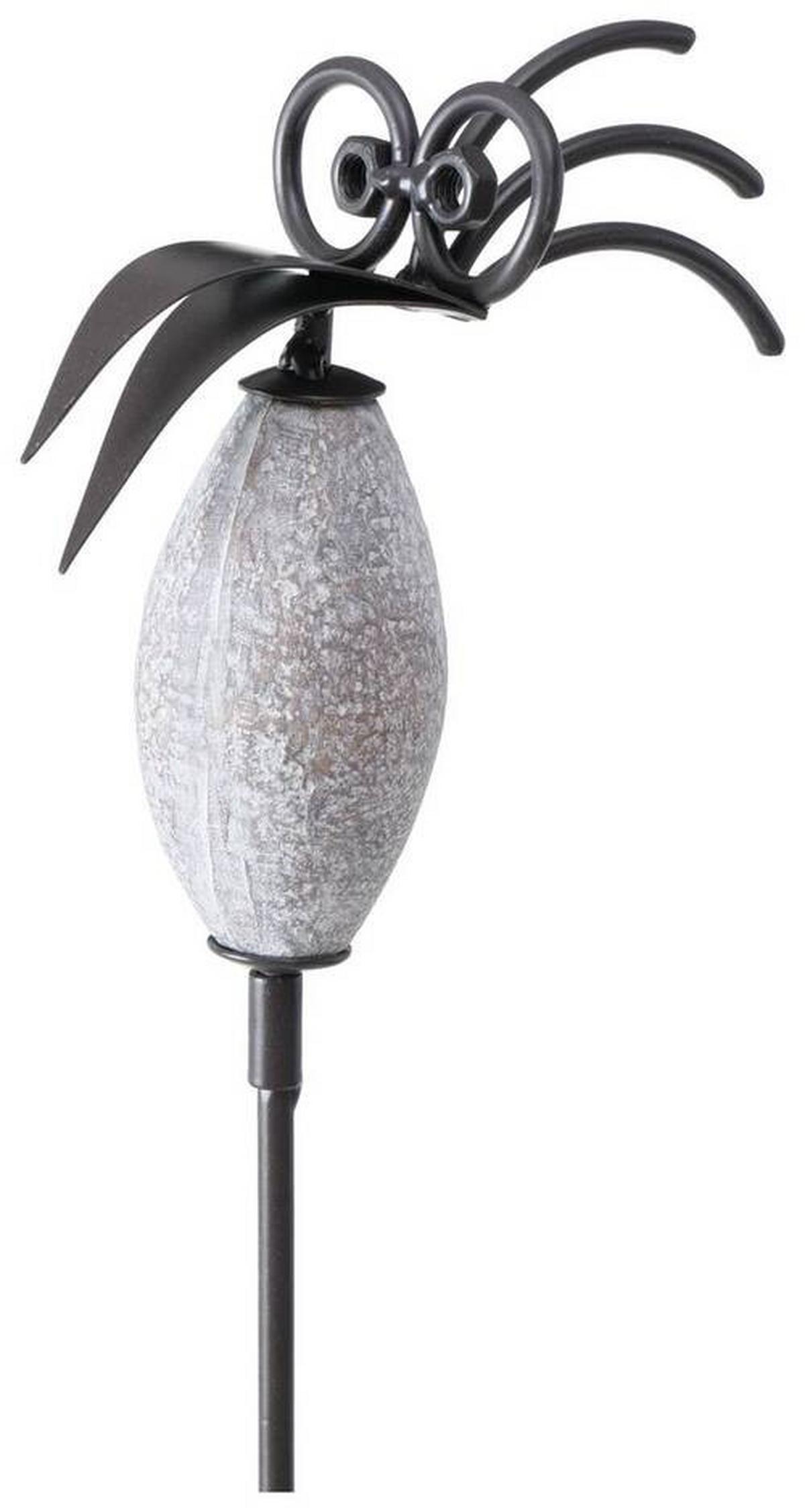 Gartenstecker Vogel L: 7,5 Cm Metall - Schwarz/Grau, Basics, Metall (7,5/4/100cm)