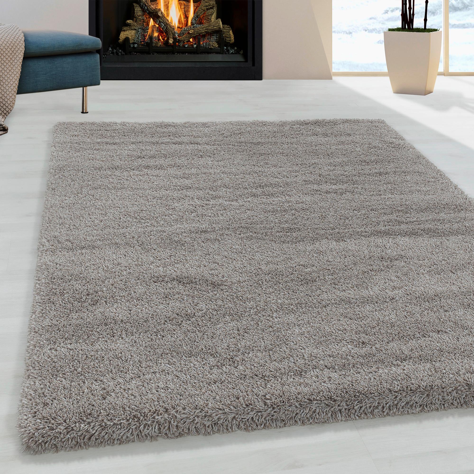 Hochflor Teppich Beige Naturfaser Fluffy 140x200 cm - Beige, Basics, Textil (140/200cm)