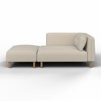 Pohovka FANNY, sivohnedá - sivohnedá/prírodná farba, Modern, drevo/textil (154/55/73cm) - Bessagi Home