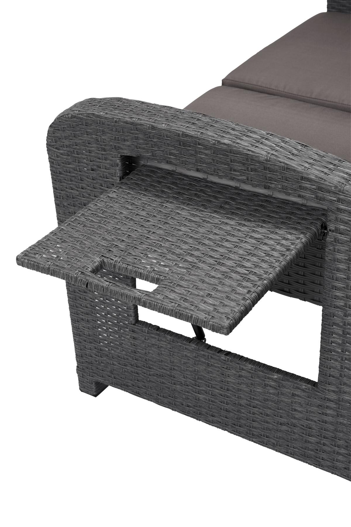 Loungesofa Bahia Rondo mit Kissen und Auflage - Braun/Grau, MODERN, Kunststoff/Textil (117/95/74cm) - Greemotion