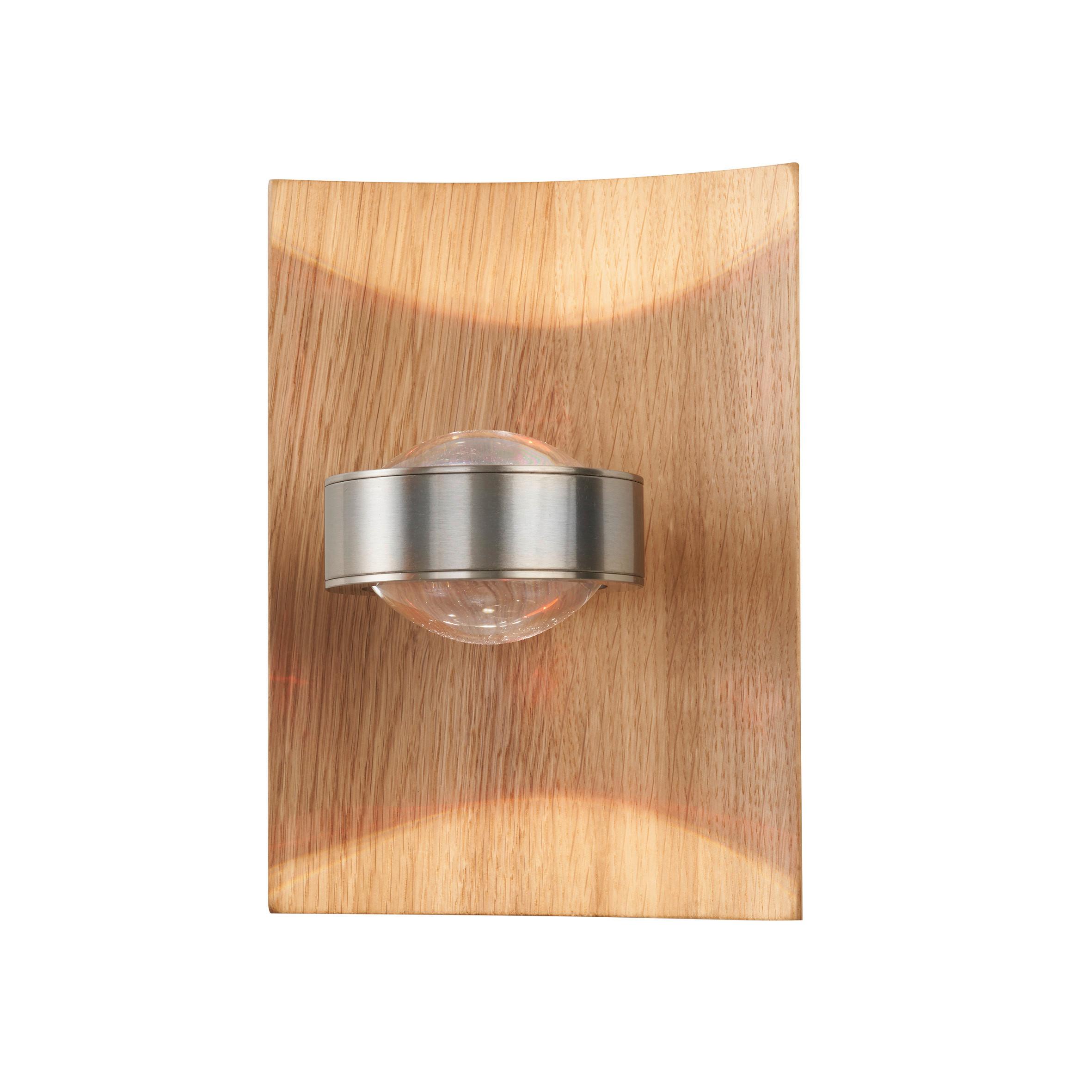 LED-Wandleuchte 30542 Shine-Wood - Nickelfarben, Natur, Holz/Metall (16,5/16,5/2cm) - Fischer & Honsel