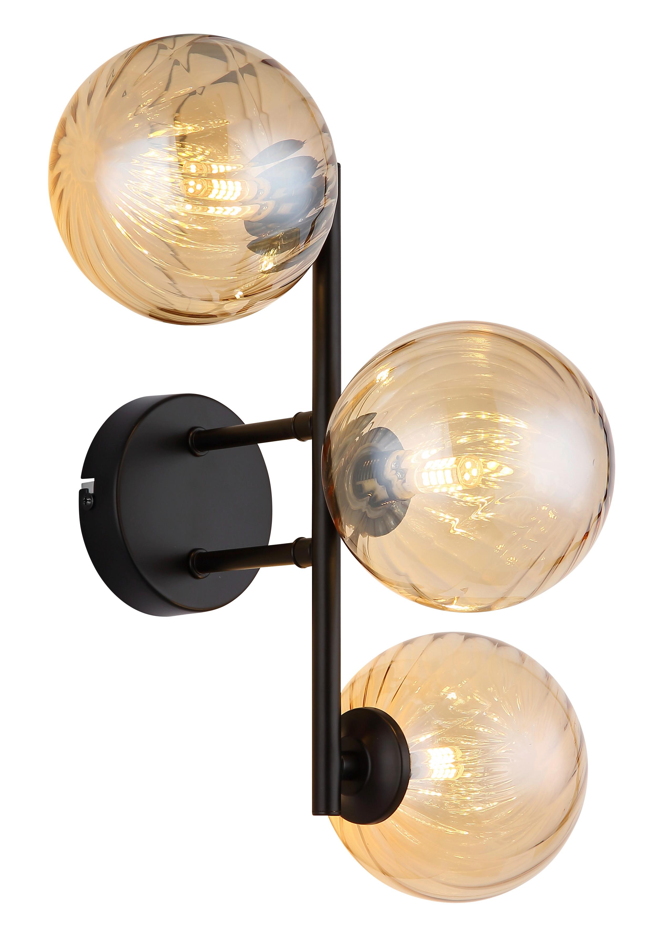 Wandleuchte 56146w Conor - Schwarzchrom/Orange, Design, Glas/Metall (36/28/25cm) - Globo