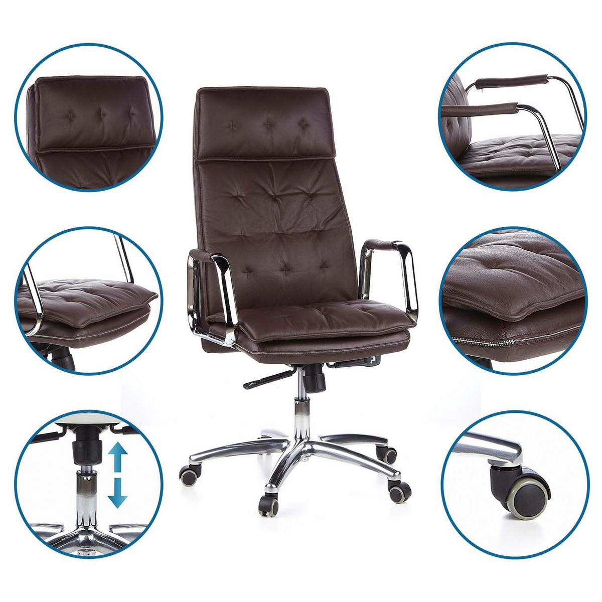 Chefsessel Villa Braun Bis 120 Kg - Braun, Basics, Leder/Kunststoff (60/130/48cm) - MID.YOU