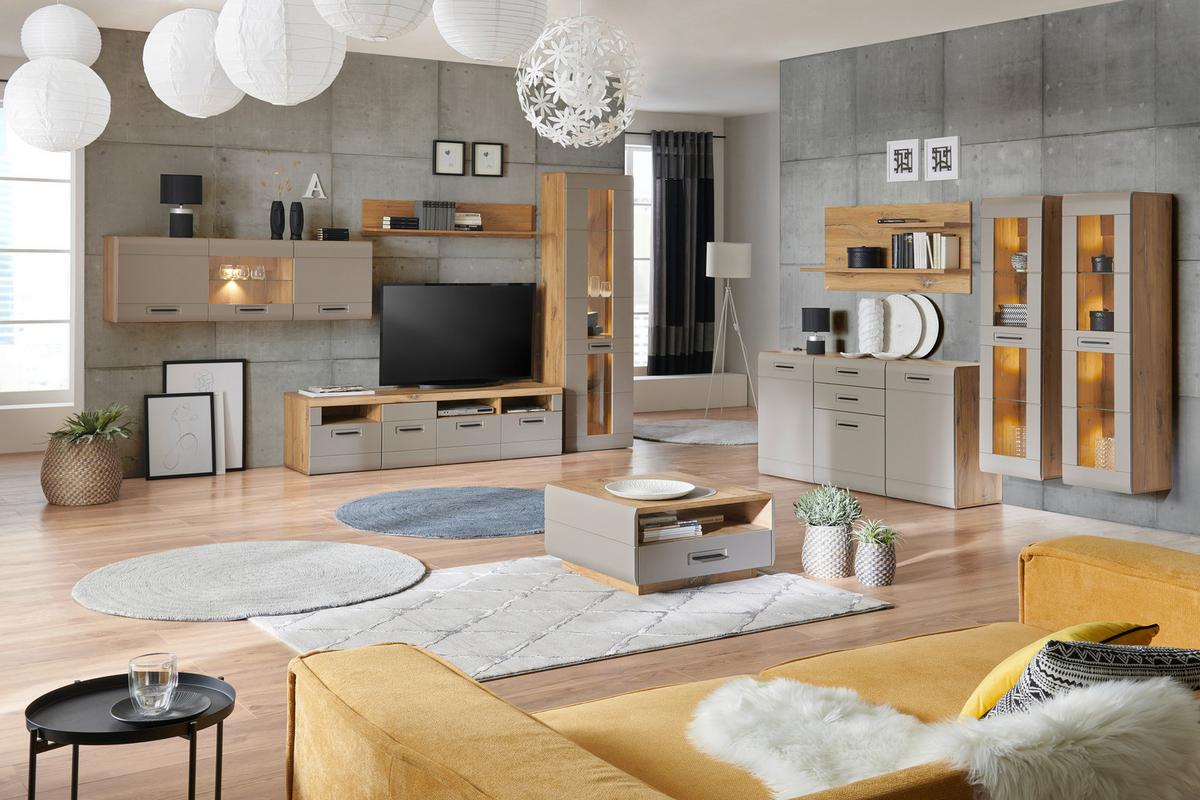 Tv-element Auris B: 190 Cm Basalt/eiche Dekor - Grau, MODERN, Holzwerkstoff (190/49,5/49,6cm) - Luca Bessoni