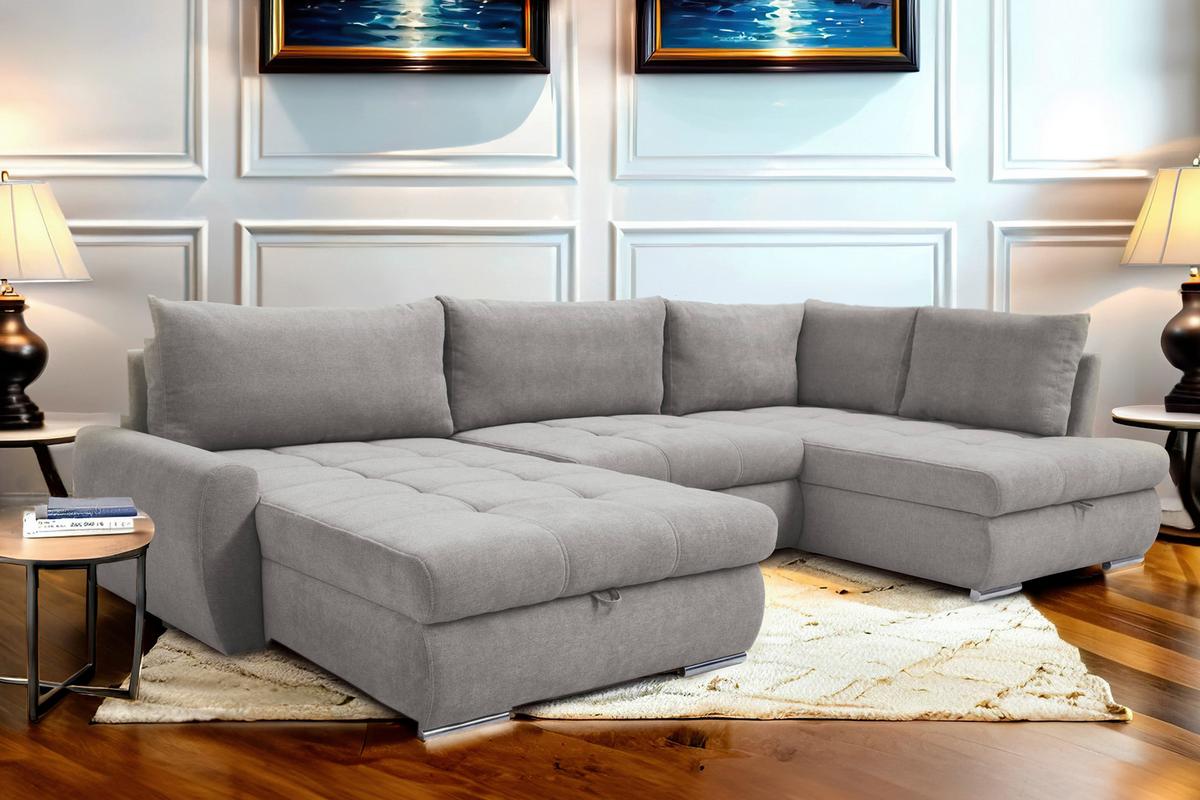 Ecksofa Canion - Chromfarben/Fango, Design, Textil (174/322/173cm) - Livetastic