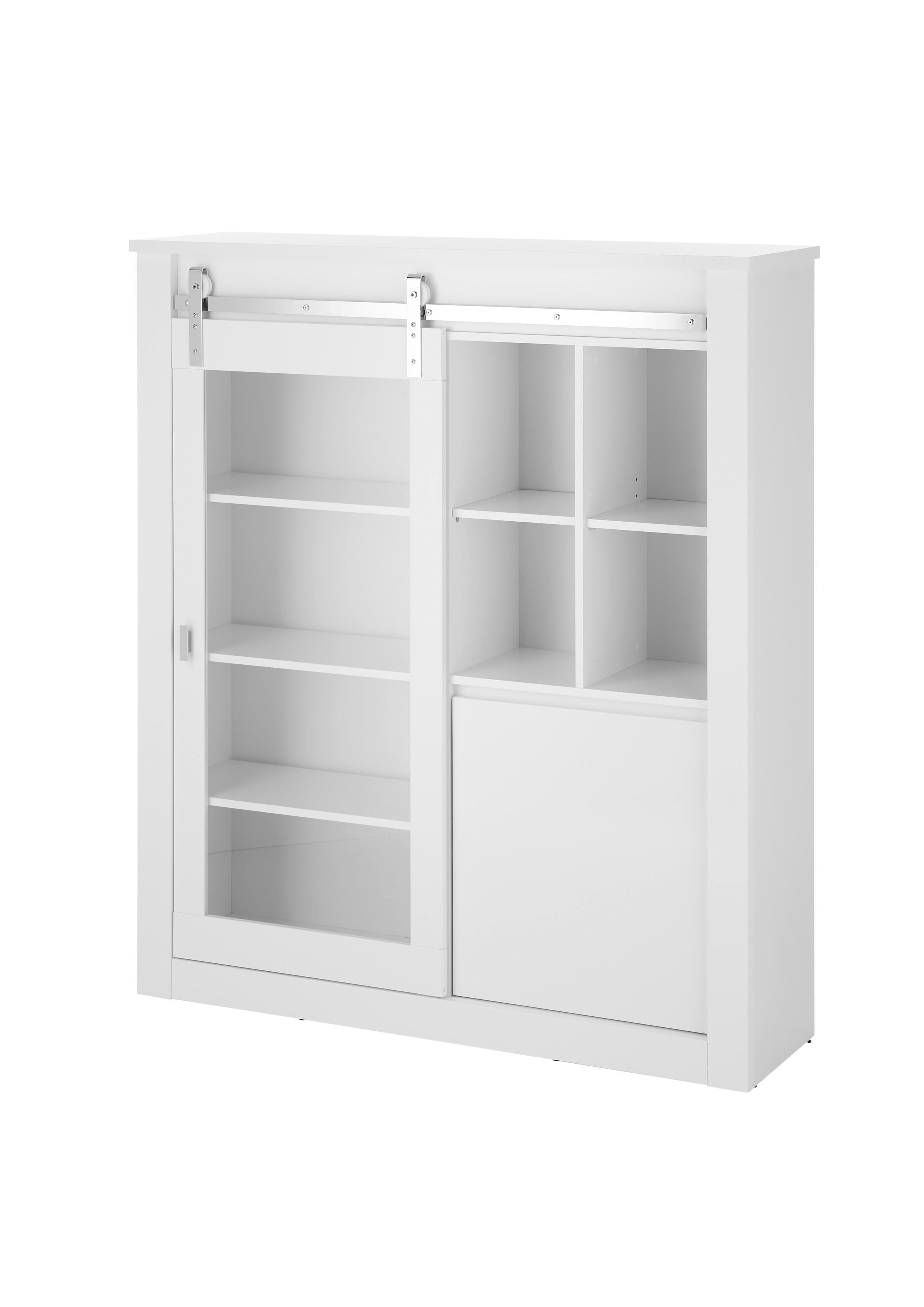 VITRINE Daytona Weiß HG B: 133cm - Weiß Hochglanz/Weiß, Design, Holzwerkstoff (133/152/38cm) - Livetastic