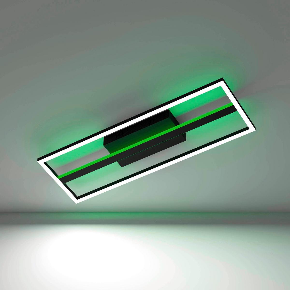 Deckenleuchte Calagrano-Z L: 64 cm mit Farbwechsler - Schwarz/Weiß, Design, Kunststoff/Metall (64/22/5cm) - Eglo