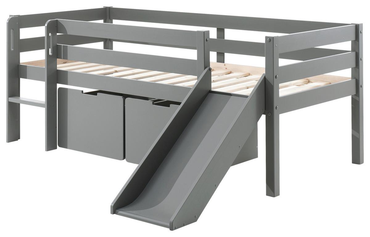 Spielbett Pino Grau Lackiert Inkl. Bettladen 90x200cm - Grau, MODERN, Holz/Holzwerkstoff (90/200cm) - Vipack