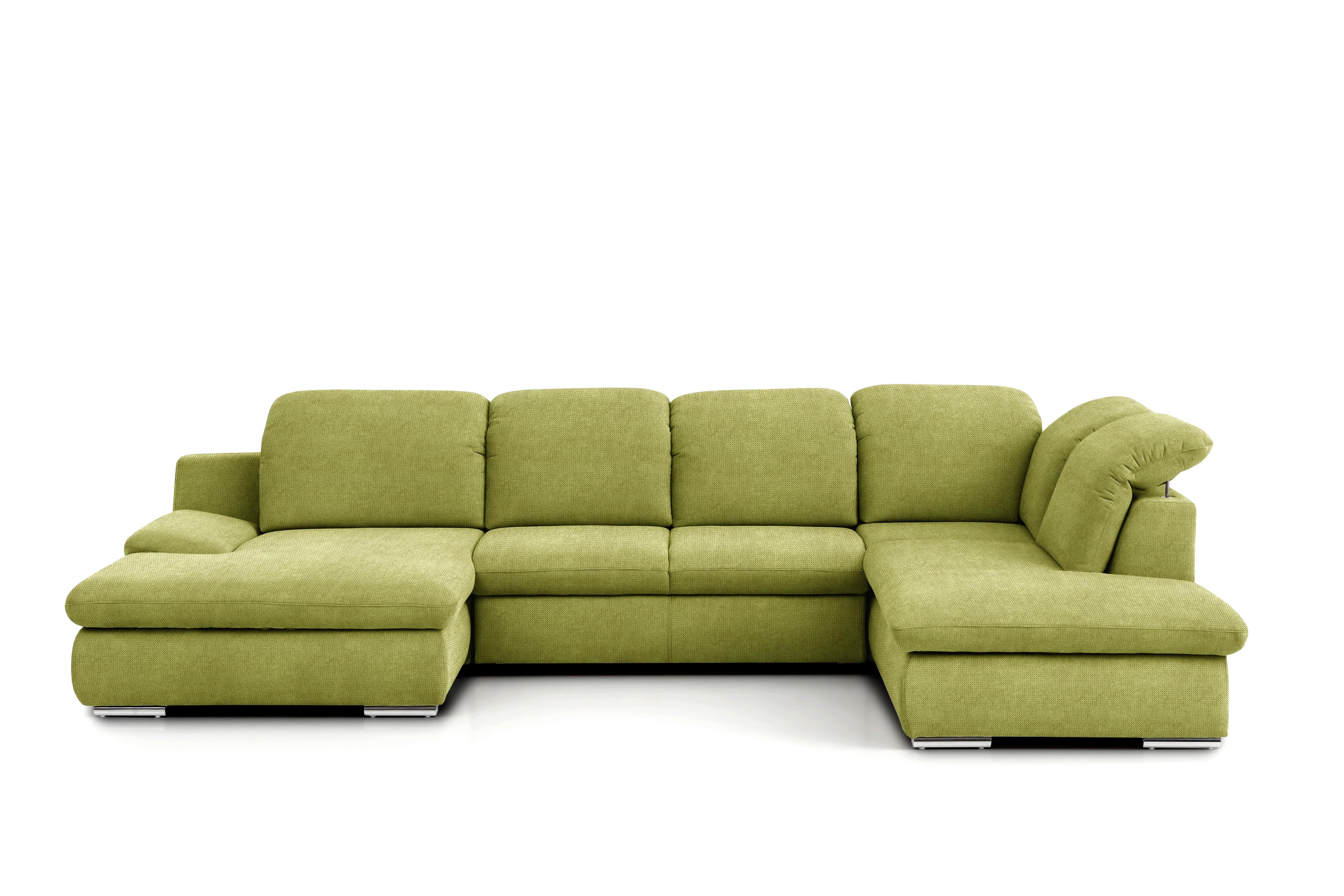 Wohnlandschaft Isona Grün - Chromfarben/Grün, Design, Textil (165/353/212cm) - Livetastic