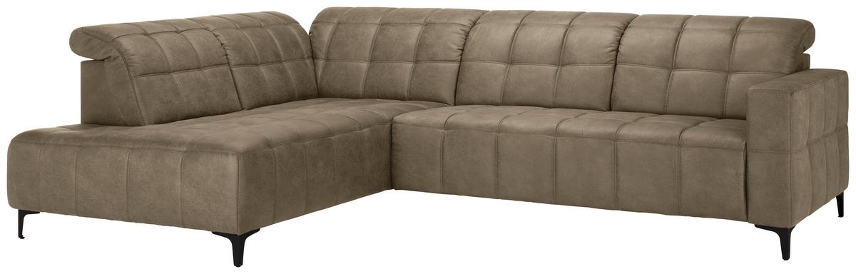 Rohová sedačka PANAMA, ľavá, sivohnedá - čierna/taupe, Konventionell, kov/textil (216/89-102/304cm) - Premium Living