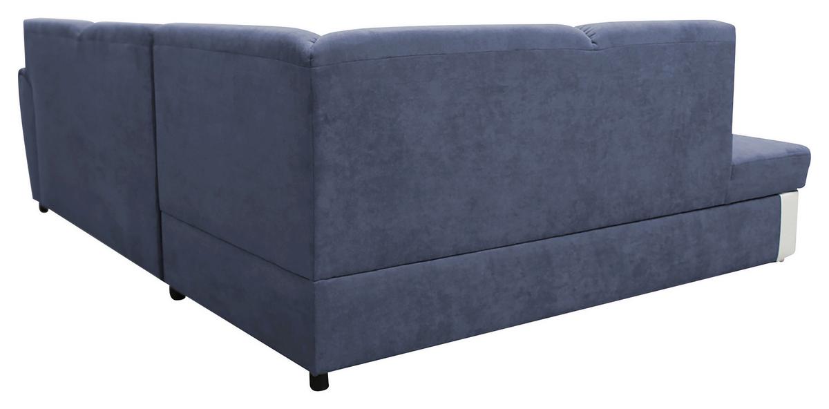 Ecksofa Mit Bettkasten Doris Rücken Echt Blau/weiß - Blau/Silberfarben, Design, Textil (196/255cm) - MID.YOU