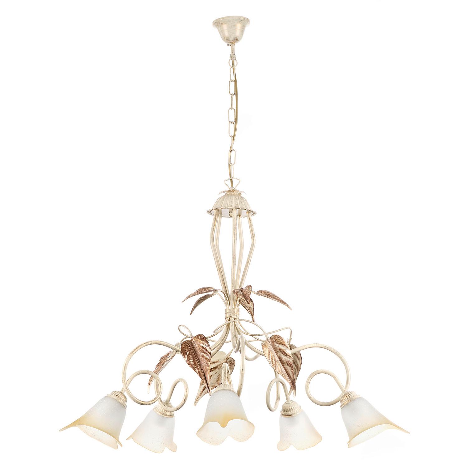 KRONLEUCHTER 4647/5 - Beige/Weiß, Natur, Glas/Metall (90/90/130cm)