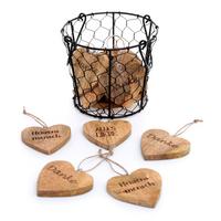 Dekohänger Herzanhänger - ROMANTIK / LANDHAUS, Holz/Metall (7/7cm)
