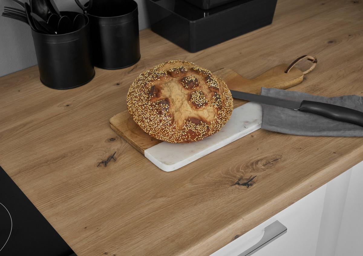 Kuchyňský blok TURIN bez spotřebičů, šířka 220 cm - bílá/barvy chromu, Trend, kov/kompozitní dřevo (220cm) - MID.YOU