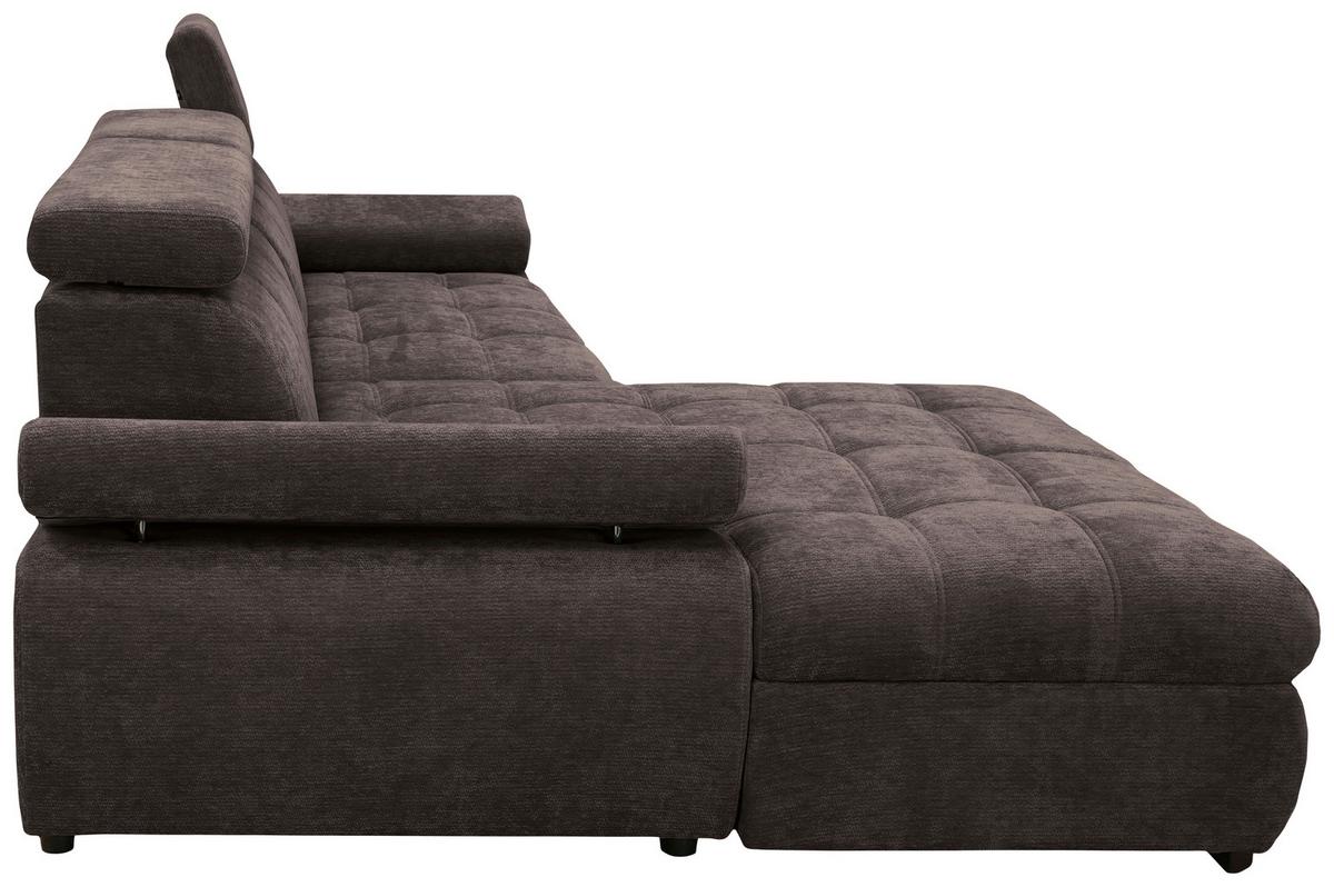 Rohová sedačka VEGAS, levá, tmavě hnědá žinylka - tmavě hnědá/černá, Design, dřevo/textil (173/294cm)