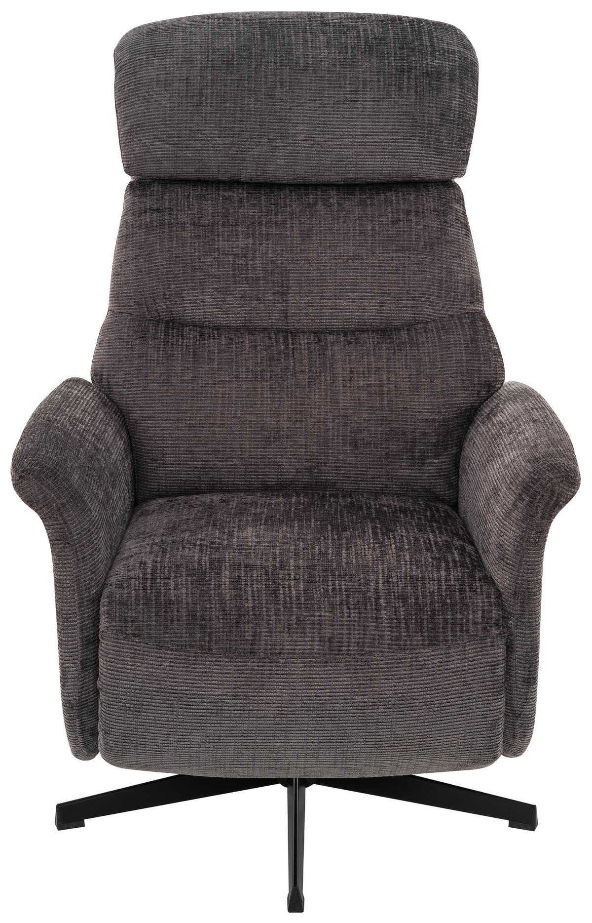 Relaxsessel Manila Chenille Anthrazit, B: 73 Cm - Anthrazit/Schwarz, MODERN, Textil/Metall (73/113/89cm)