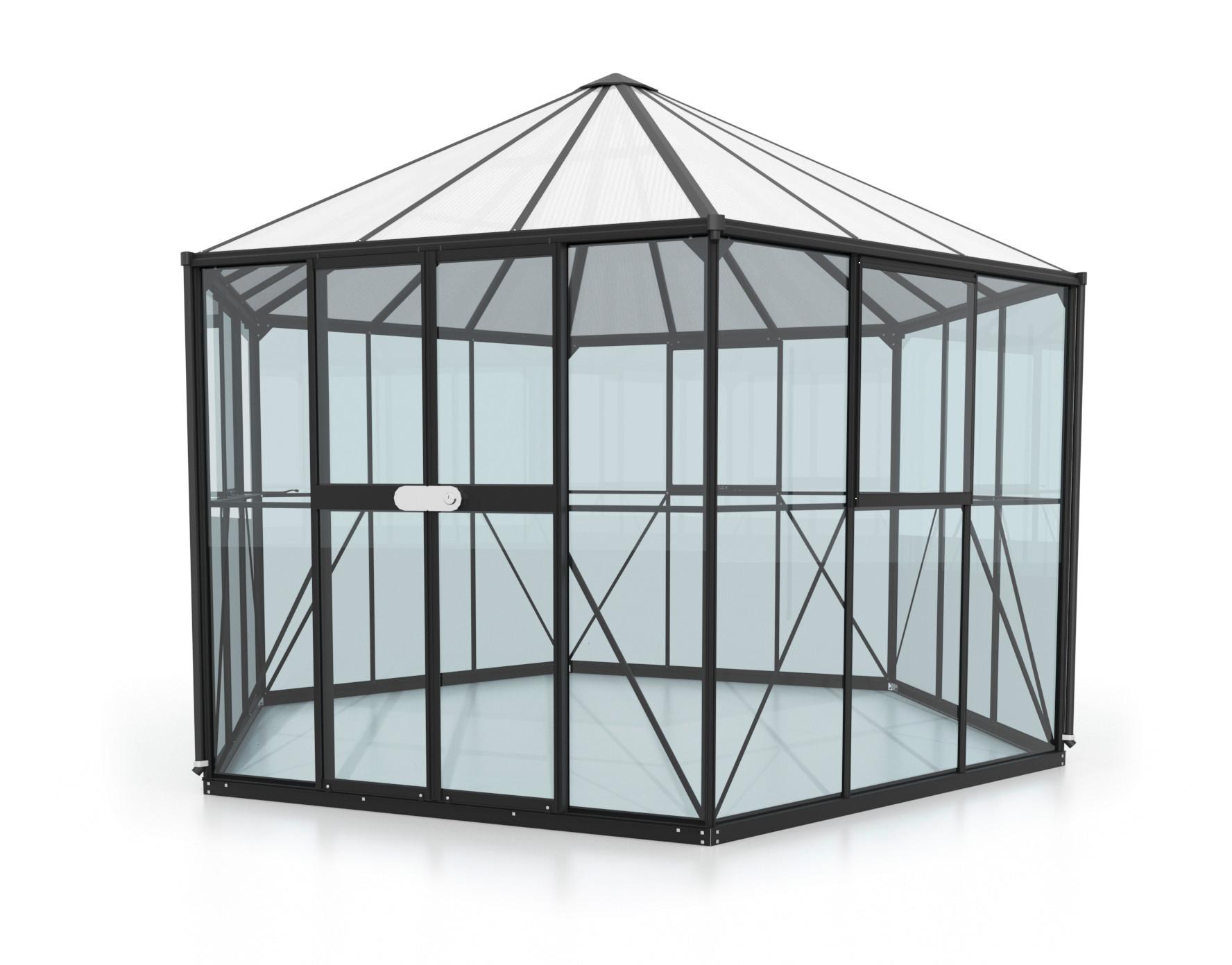 Gewächshausbausatz Hera 9000 9 M2 Metall/Kunststoff/Glas - Schwarz, Basics, Glas/Kunststoff (336/283,7/383,3cm)