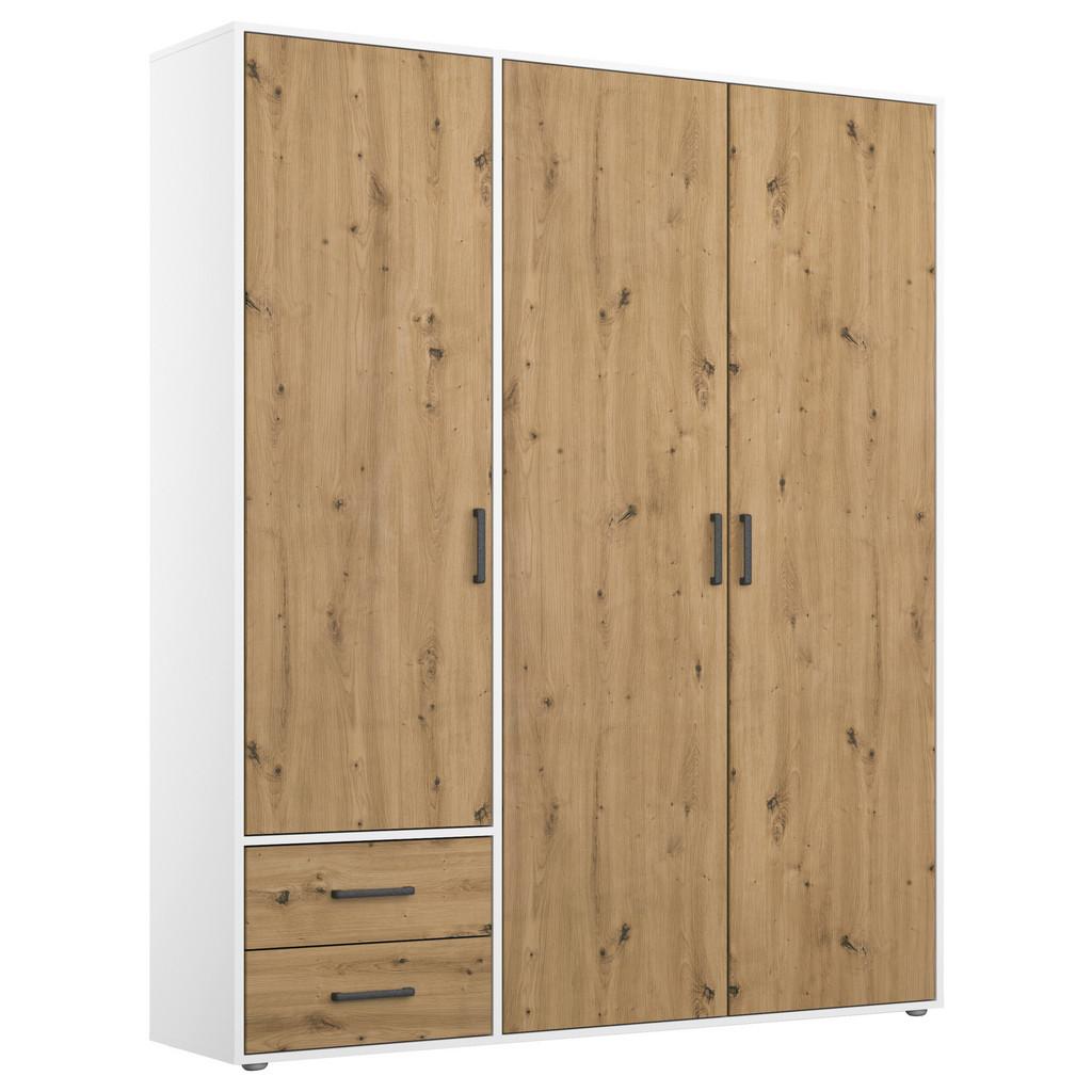 Drehtürenschrank Voyager Weiß,Eiche Artisan B: 140 cm