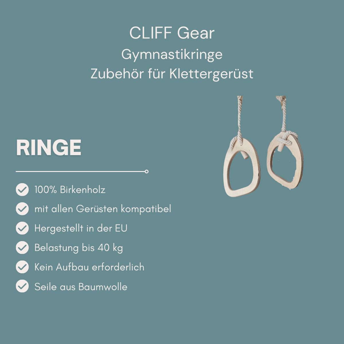 Gymnastikringe 2er Set - Birkefarben, Basics, Holz (15/17cm) - CLIFF