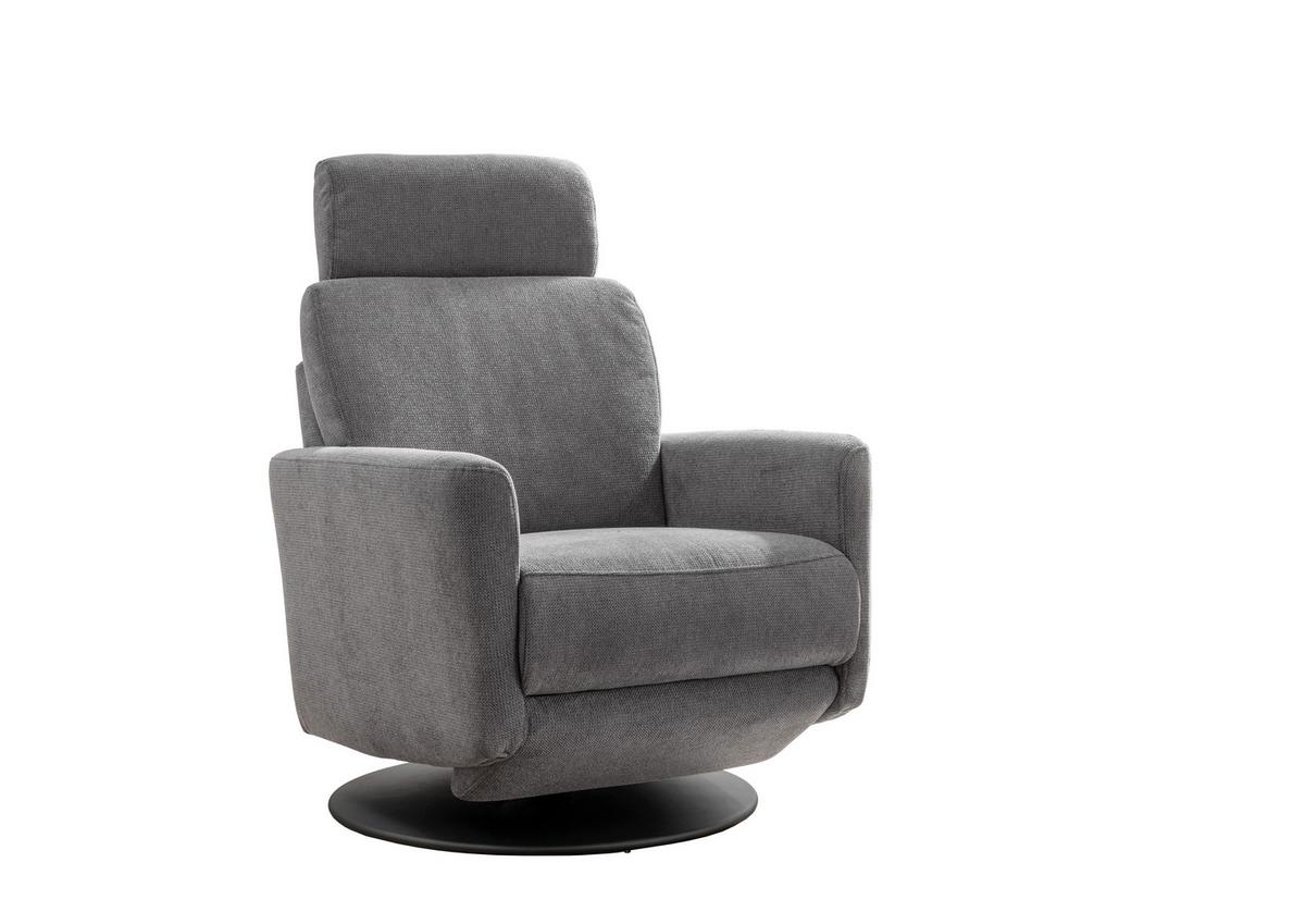 Relaxsessel Centrale T: 87-154 cm, Dunkelgrau - Dunkelgrau/Schwarz, MODERN, Textil (77/105/87-154cm) - Livetastic