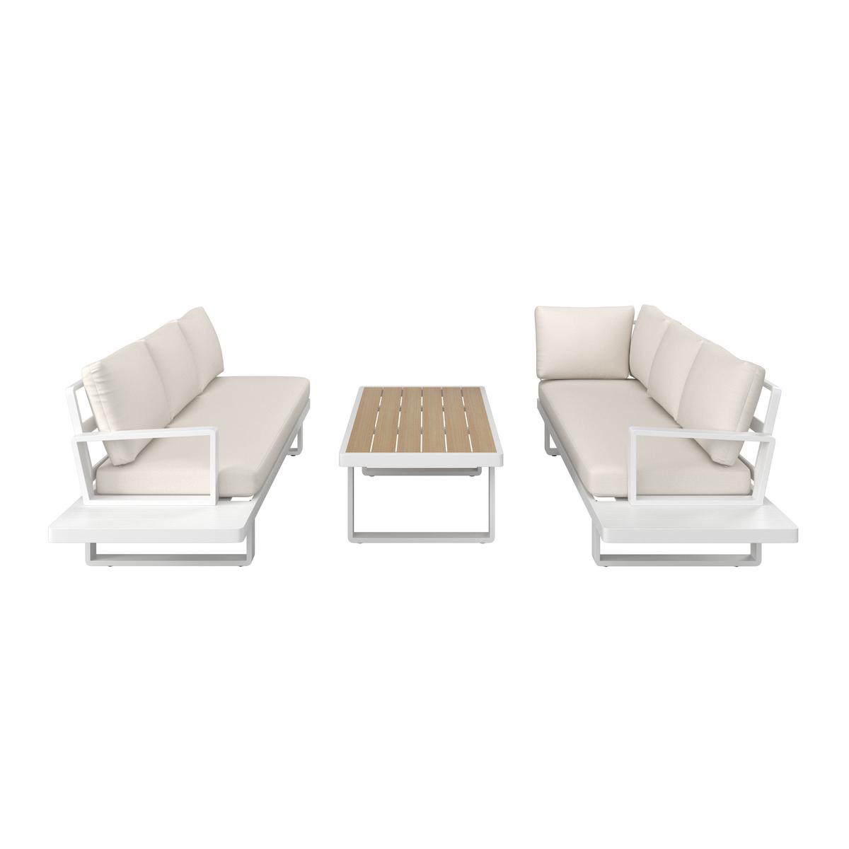 TERASOVÁ SEDACIA SÚPRAVA TILLY - biela/krémová, Modern, kov/textil (288,5/70/74cm) - Bessagi Garden