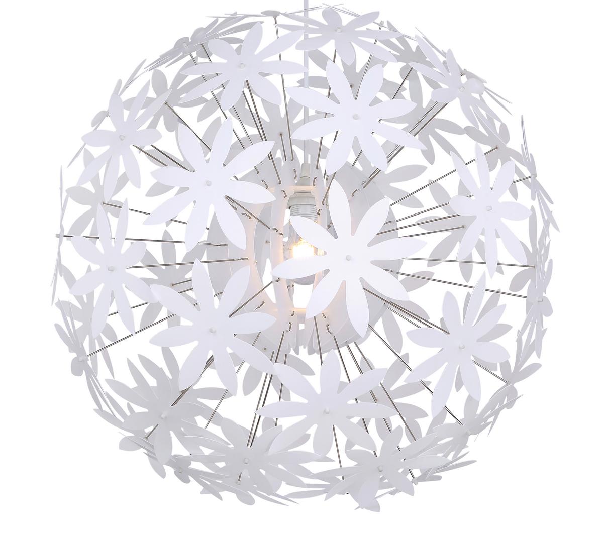 Hängeleuchte Stella H: 150 cm 1-Flammig, Blumen - Weiß, Basics, Kunststoff (60/150cm) - Globo