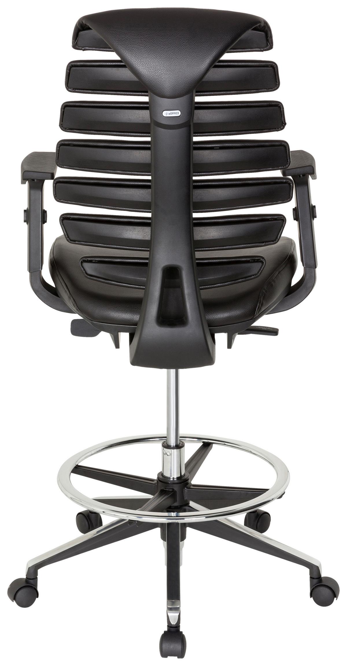 Drehstuhl Ergo Line Ii Work Lederlook Schwarz Bis 120kg - Alufarben/Schwarz, MODERN, Kunststoff/Textil (62/131/65cm) - MID.YOU
