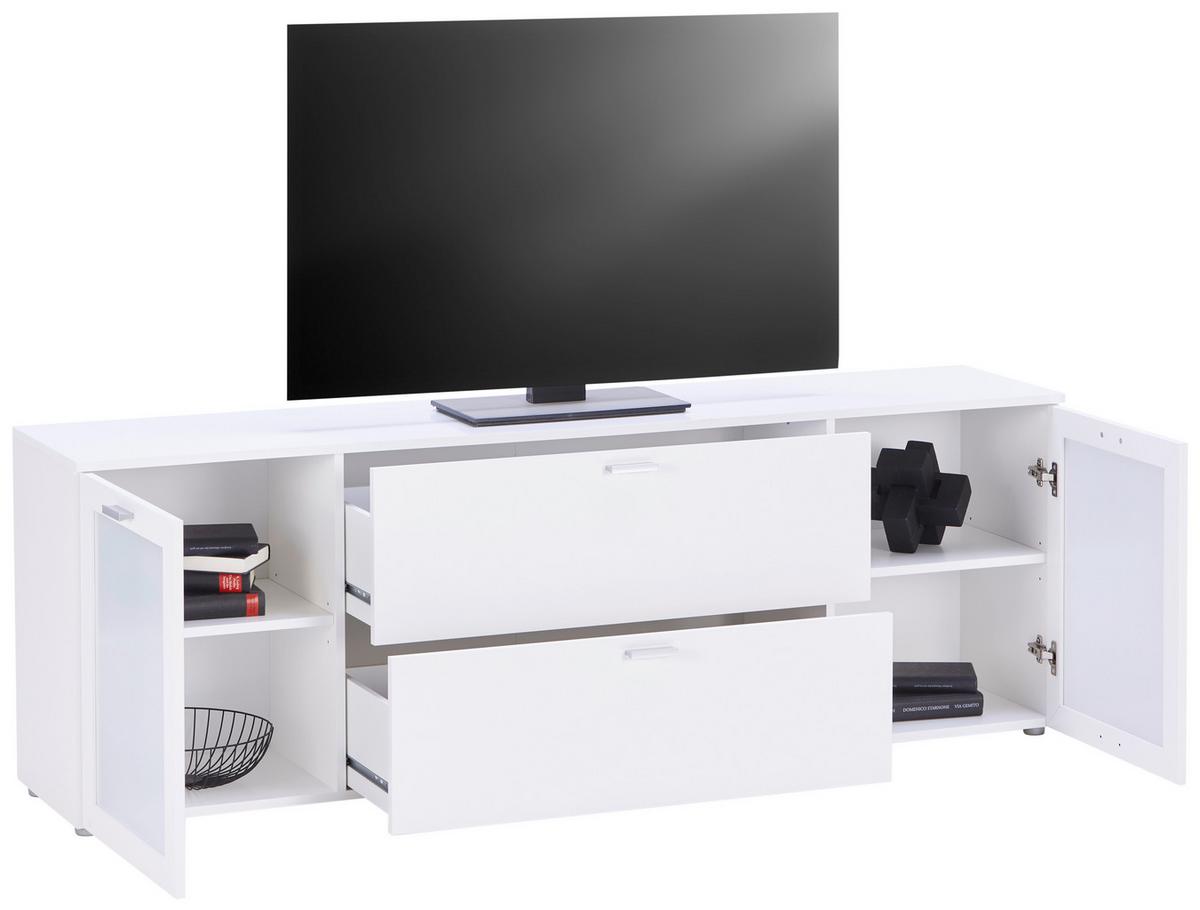 Tv-lowboard Xeno B: 180 Cm Weiß - Weiß, MODERN, Glas/Holzwerkstoff (180/62/37cm)