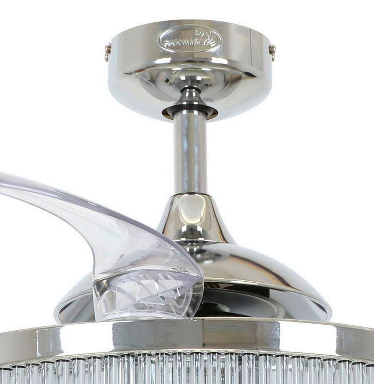 Deckenventilator Fanaway Chrom 4-Flügel, LED-Leuchte - Chromfarben/Transparent, Design, Kunststoff/Metall (122/40cm) - P & B