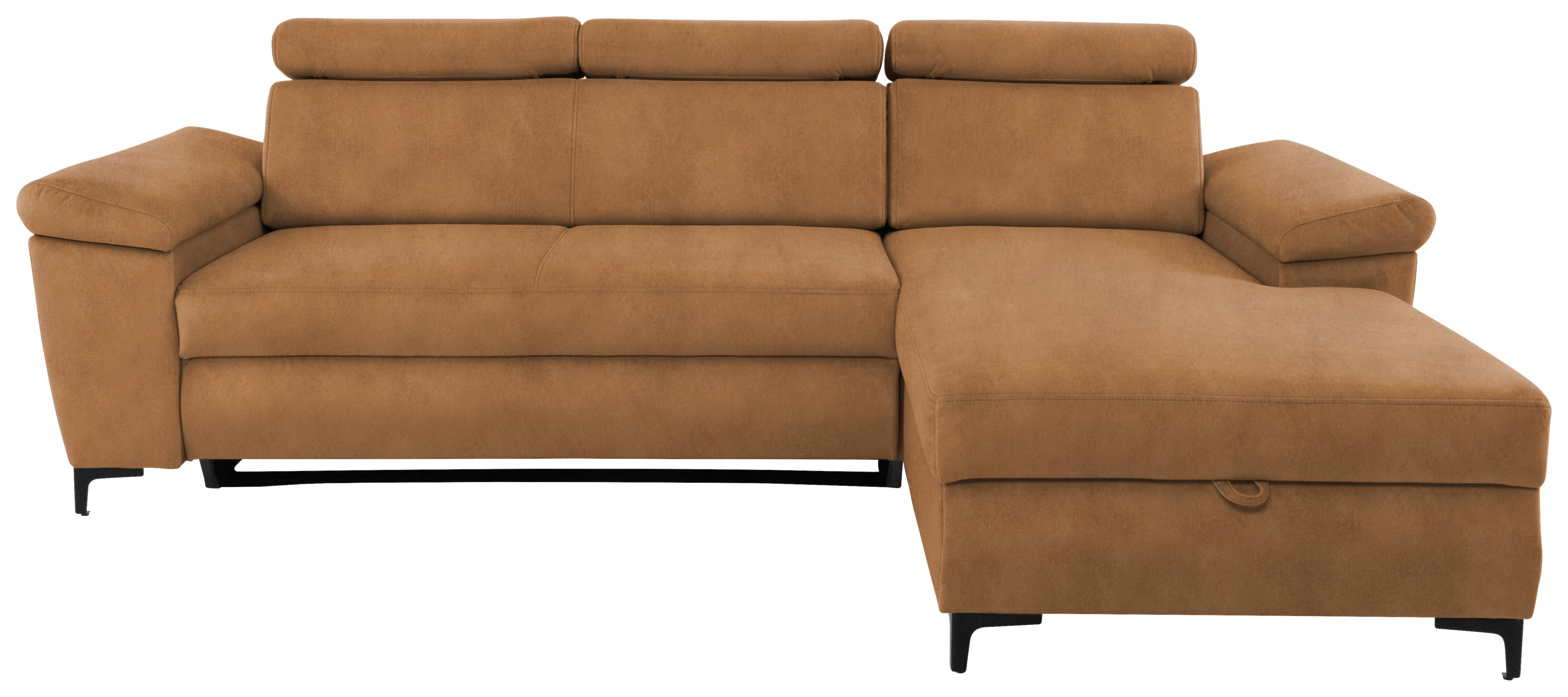 Eckschlafsofa Santi Bernsteinfarben S: 176/2578 cm - Bernsteinfarben/Schwarz, MODERN, Textil (258/176cm) - MID.YOU