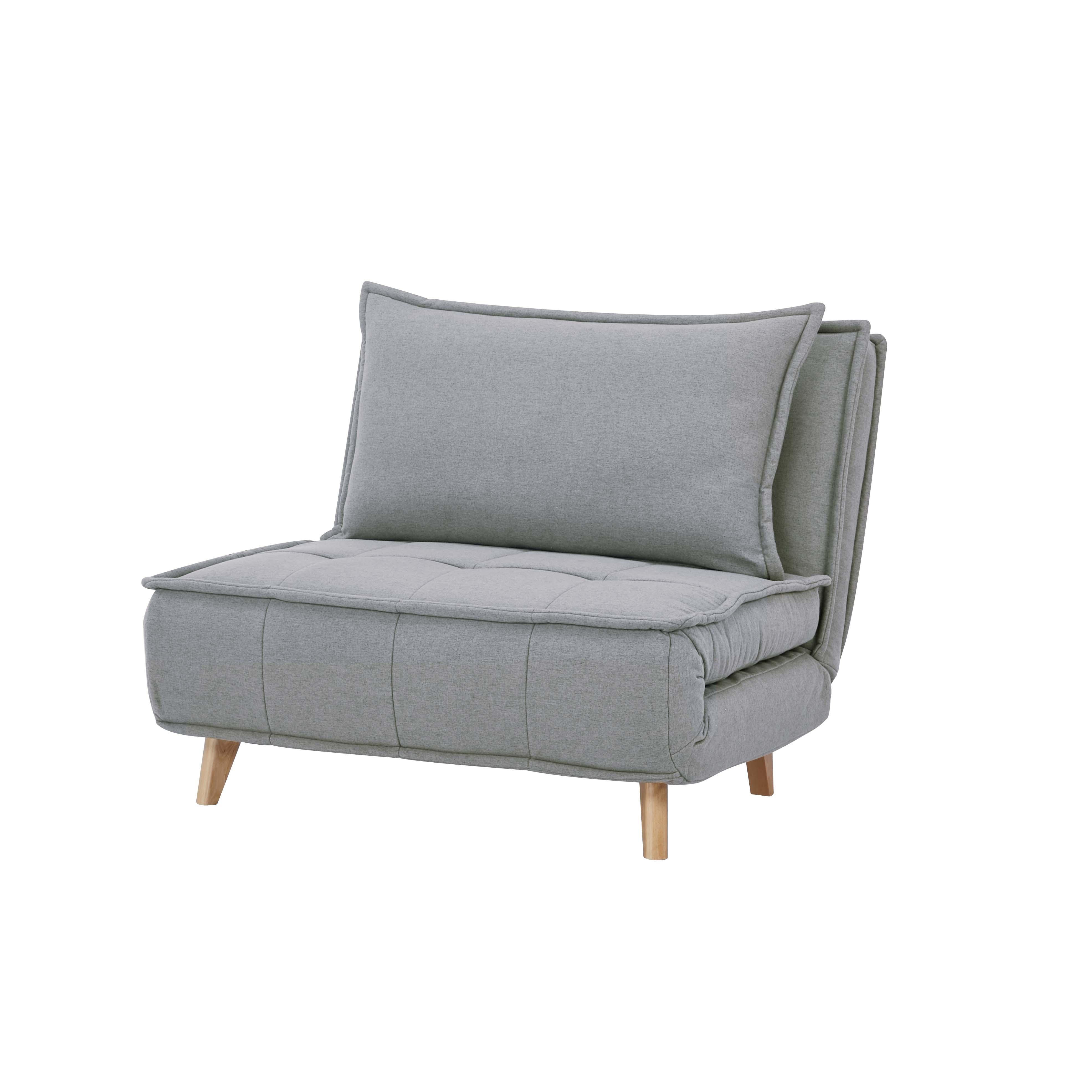 Rozkládací Křeslo Layla - Šedé - světle šedá, Moderní, dřevo/textil (104/92/84cm) - P & B