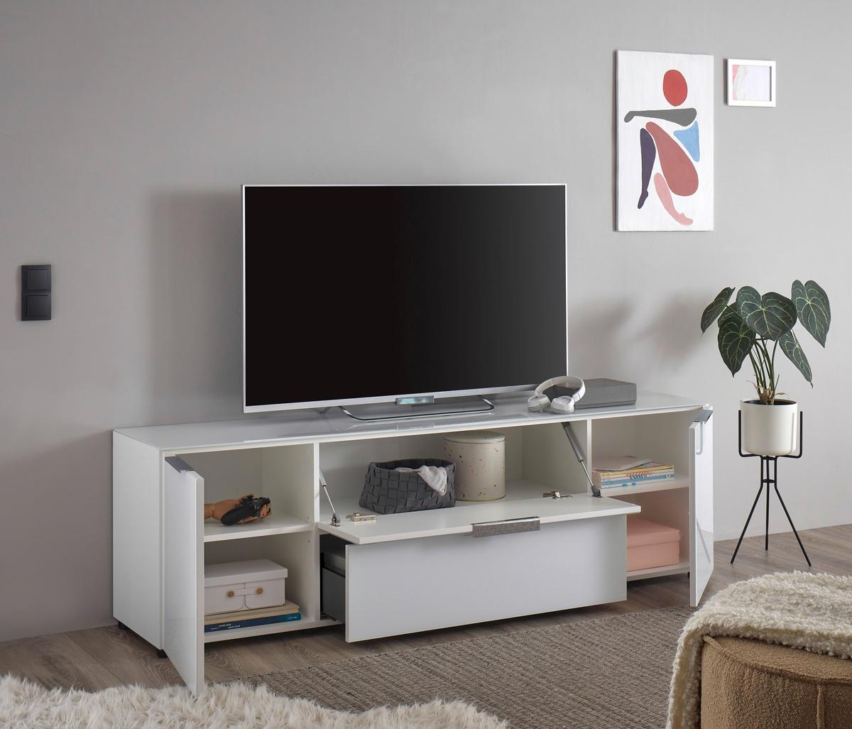 NÍZKA KOMODA SIENA -EXKLUSIV- - čierna/biela, Modern, kov/kompozitné drevo (180/55/40cm) - Mömax