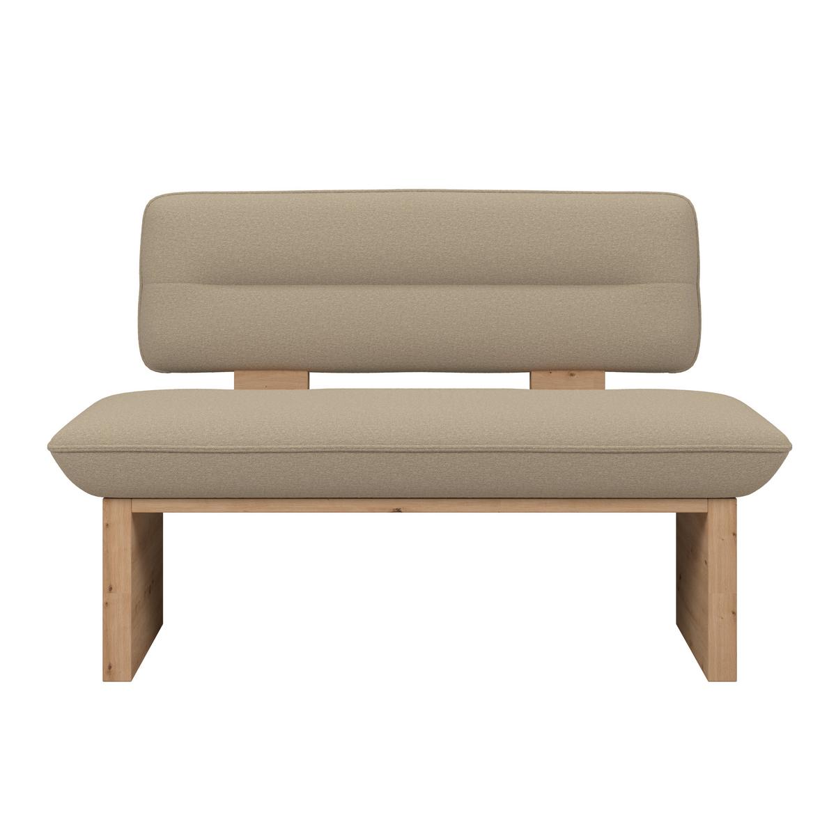 Sitzbank Beluna II Webstoff beige, B: 140cm - Eichefarben/Beige, KONVENTIONELL, Holzwerkstoff/Textil (140/87/67cm) - James Wood