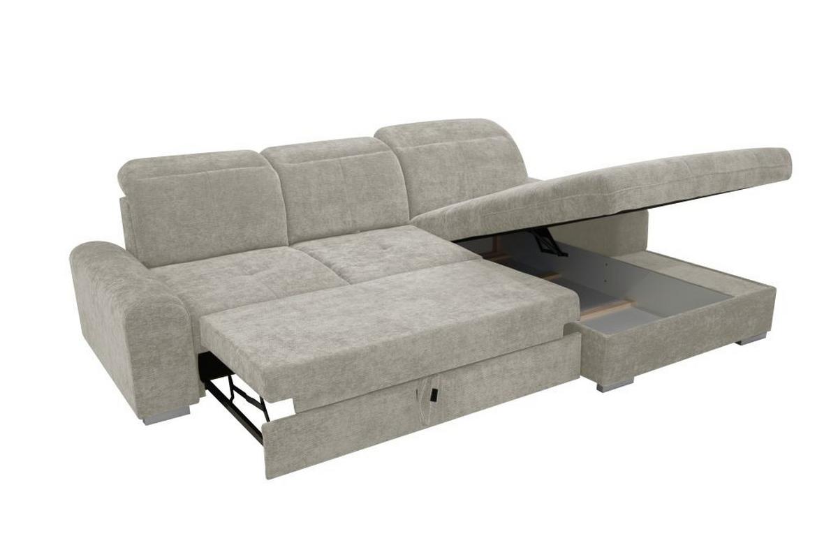 Rohová sedačka MALAGA, pravá, béžová žinylka - barvy chromu/béžová, Konvenční, kov/dřevo (286/203cm) - Ondega