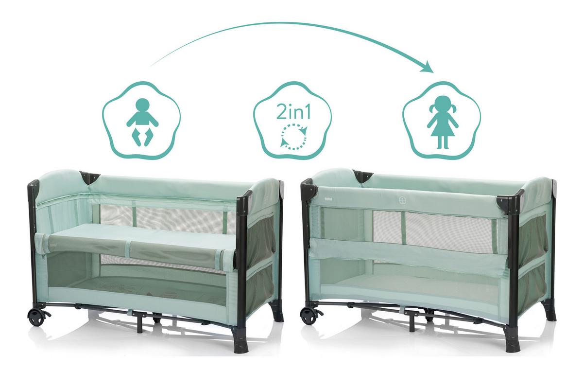 Reisebett Travel Cot Mint B: 125 cm - Mintgrün, Basics, Kunststoff/Metall (125/76/77cm) - Fillikid