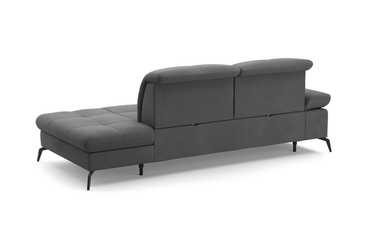Récamiere Amica E, Grau B: 231 Cm - Schwarz/Grau, KONVENTIONELL, Textil (231/90/122cm) - Sit & More
