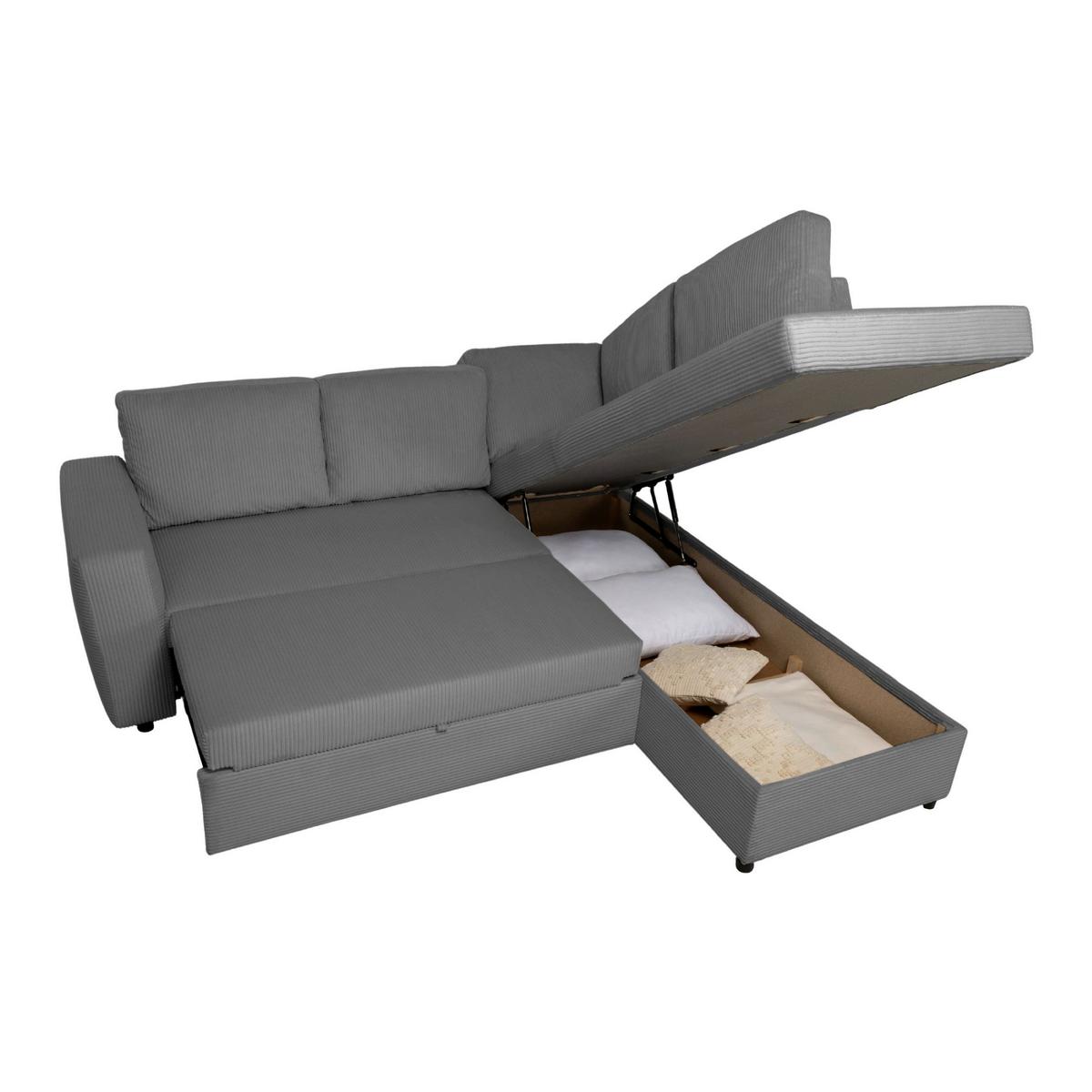 Ecksofa mit Schlaffunktion Toulouse anthrazit, 224x206cm - Anthrazit/Schwarz, Trend, Holz/Holzwerkstoff (224/206cm)