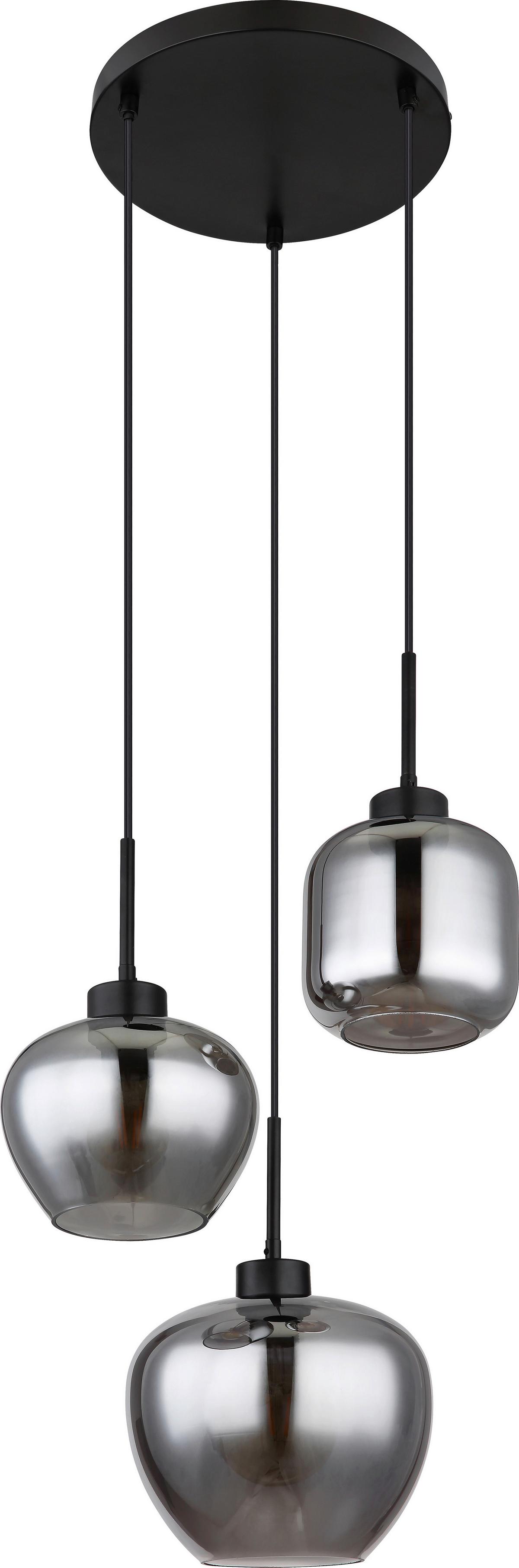 Hängeleuchte Musa H: 120 Cm 3-Flammig, - Schwarz, ROMANTIK / LANDHAUS, Glas (38/38/120cm) - James Wood