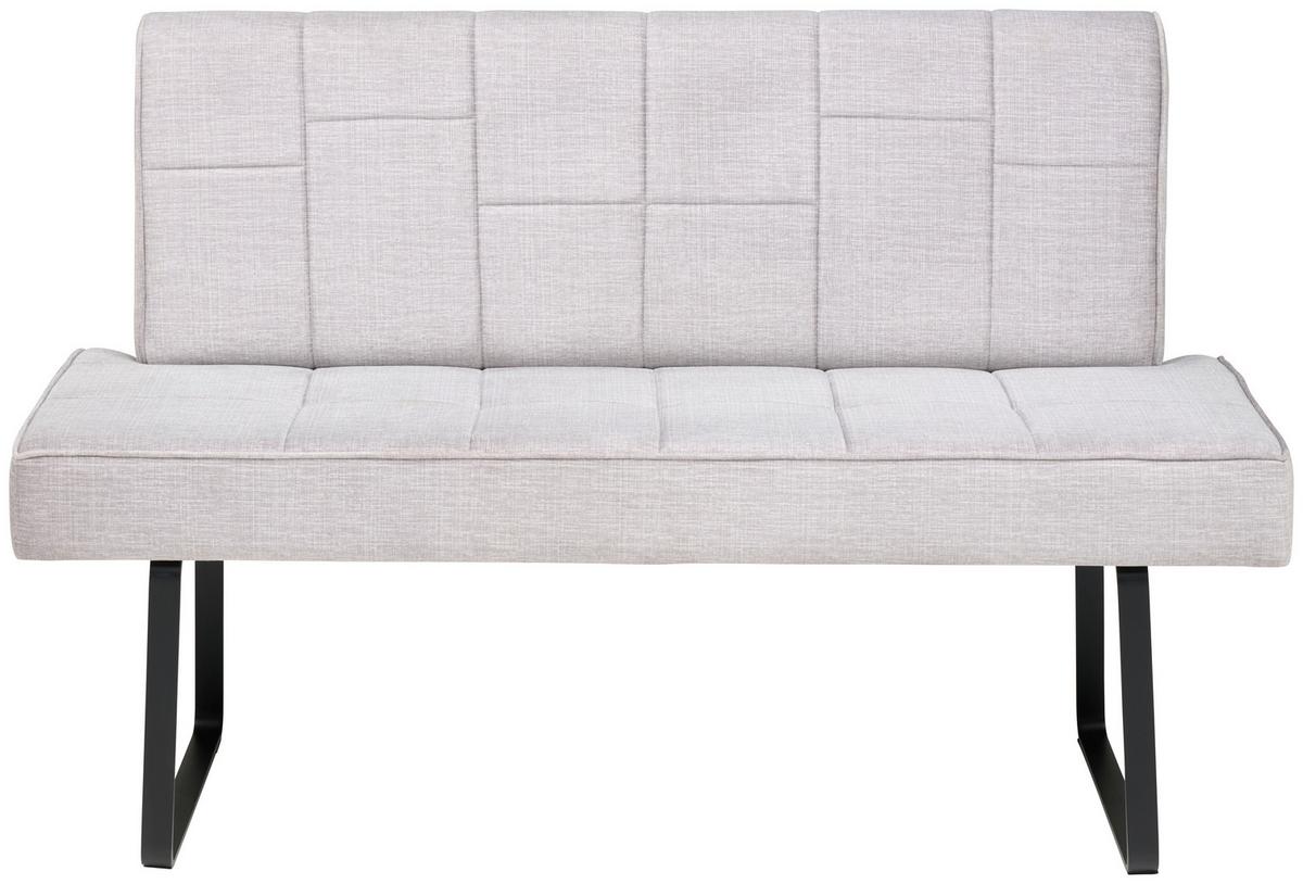 Sitzbank Tilos mit Lehne Samt Hellgrau, B: 140 cm - Hellbraun/Hellgrau, KONVENTIONELL, Textil/Metall (140/88/62cm) - MID.YOU