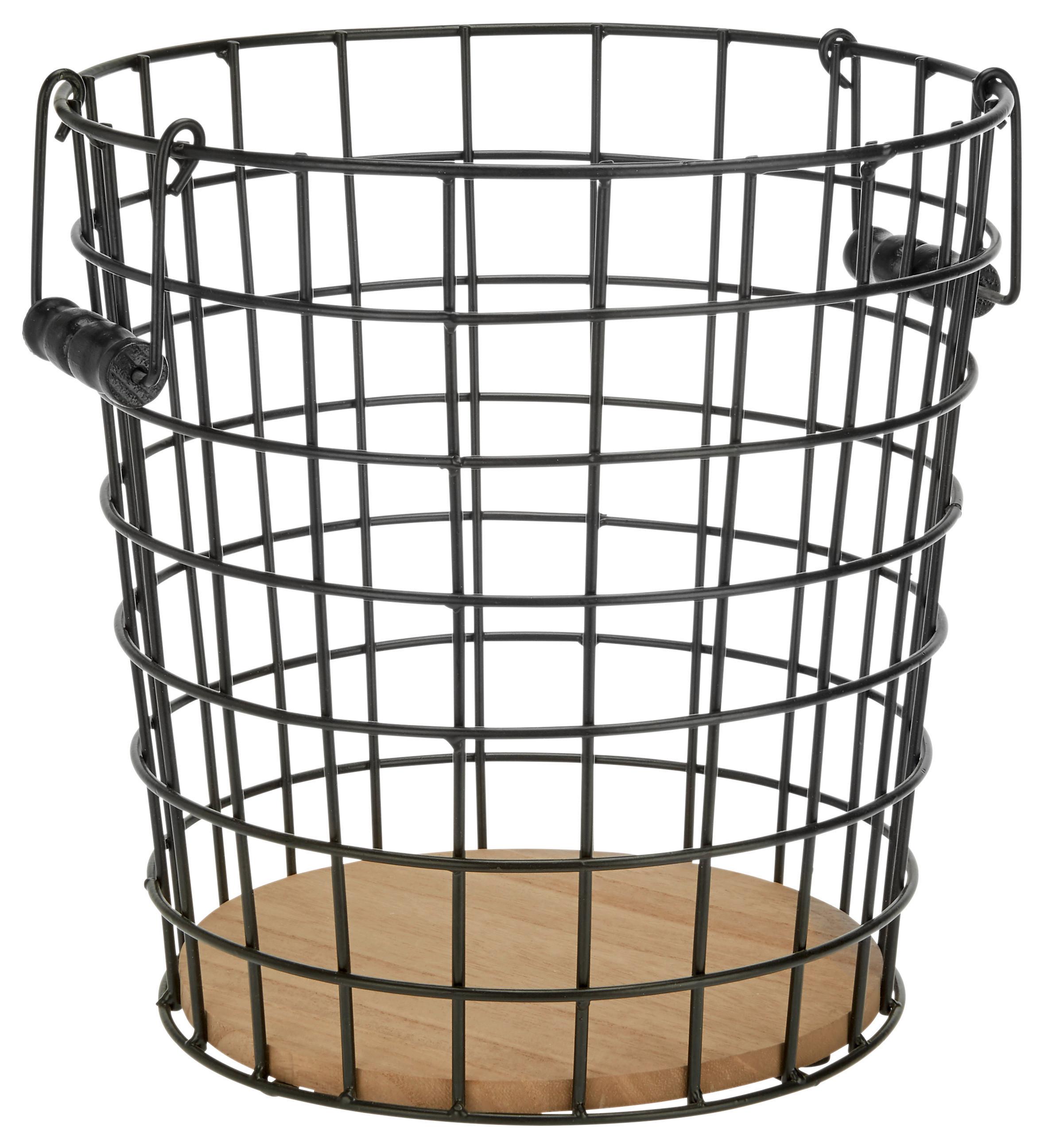 KOŠ NA PAPÍR CAGE - černá, Lifestyle, kov/dřevo (30/30/32cm) - Mömax