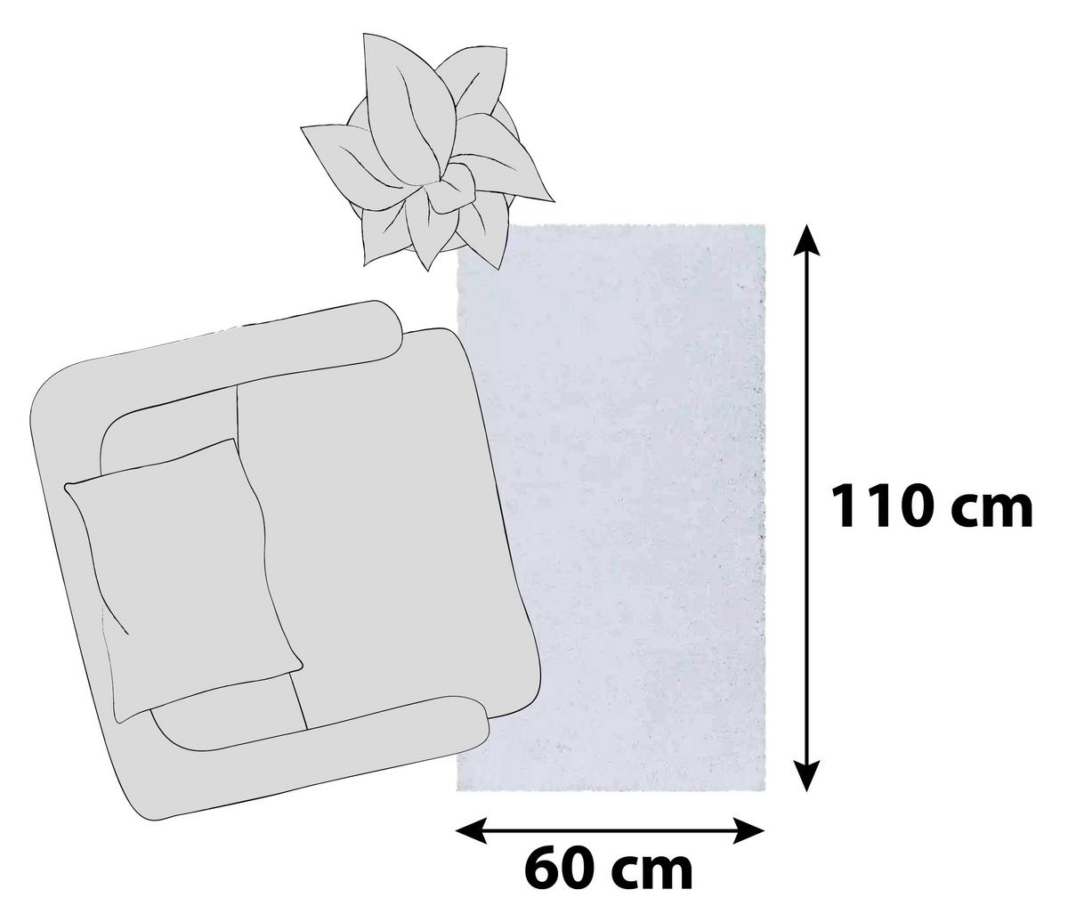 Hochflorteppich Sydney Weiß 60x110 cm - Weiß, Basics, Textil (60/110cm)