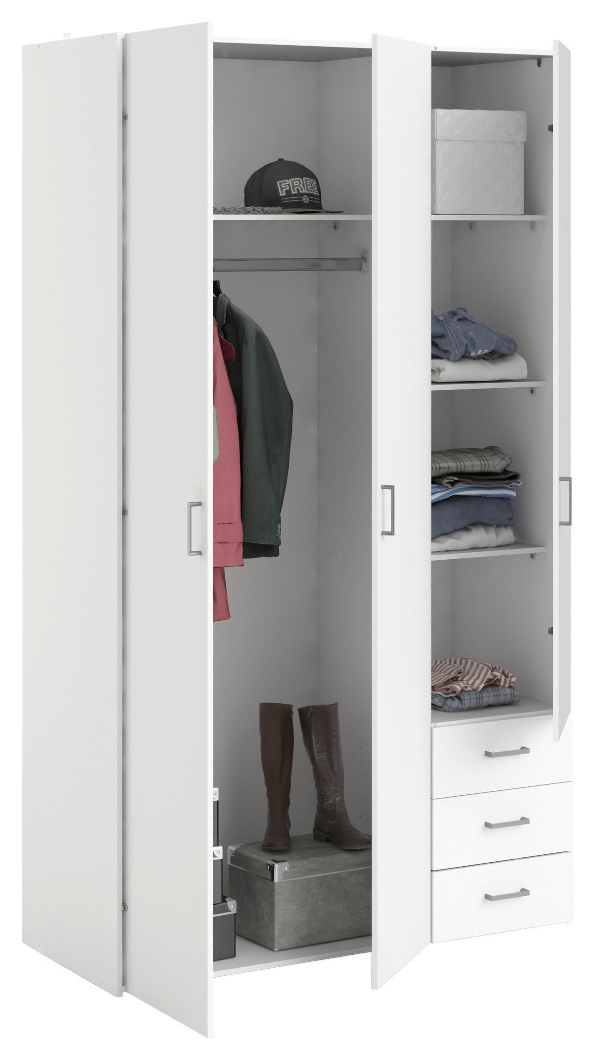 Kleiderschrank Space, Weiß, B: 115,8 Cm - Weiß, Basics, Holzwerkstoff (115,8/200,4/49,5cm) - MID.YOU