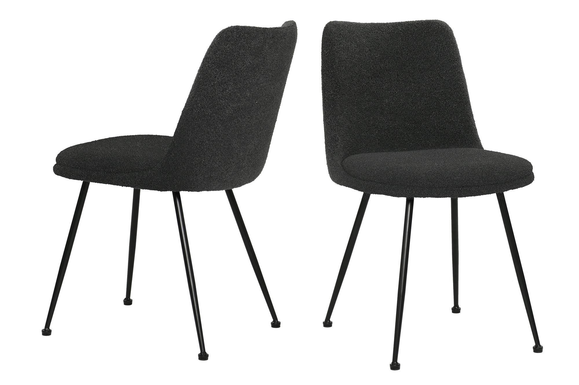 STUHL-SET Schwarz 2-teilig - Schwarz, MODERN, Textil/Metall (58,5/83/46cm) - MID.YOU