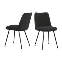 STUHL-SET Schwarz 2-teilig - Schwarz, MODERN, Textil/Metall (58,5/83/46cm) - MID.YOU